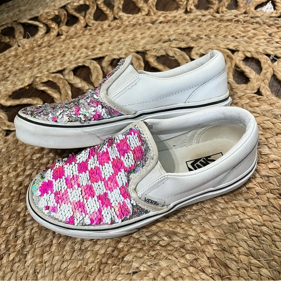 Vans Classic Slip with Flipping Sequin silver to Pink/white checkerboard style 2 - Picture 4 of 7